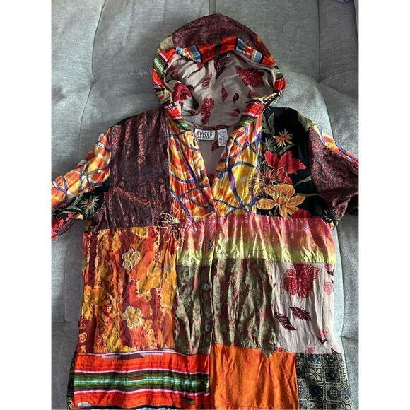 Chico’s Design‎ Hooded Zippered Jacket Womens 2 (L) Cottagecore Floral - Picture 14 of 14